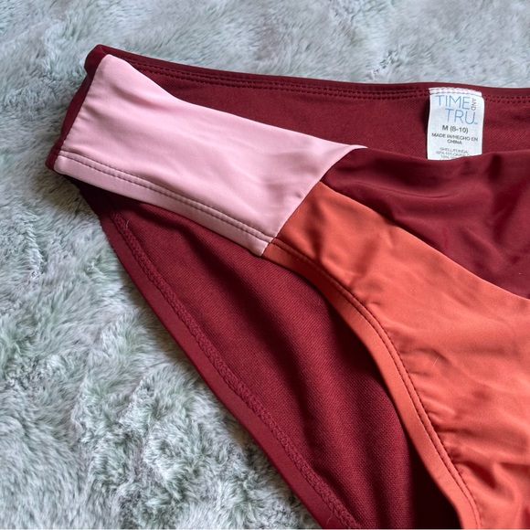 Time & Tru Colorblock Pink/Orange/Maroon Bikini Bottom Size M - NWT - Picture 3 of 12